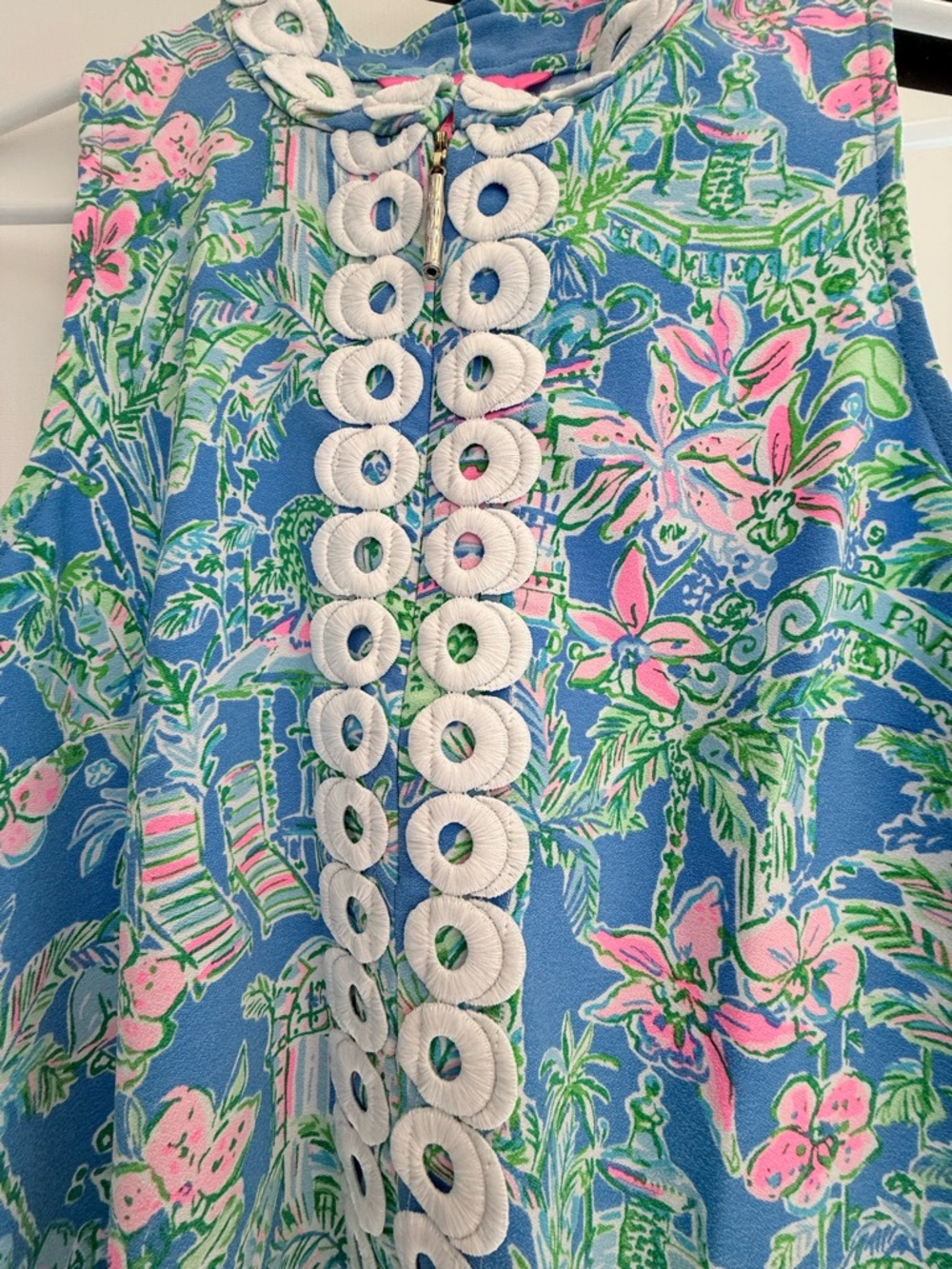Lilly Pulitzer Blue Floral Shift with Pink Label - Picture 3 of 3